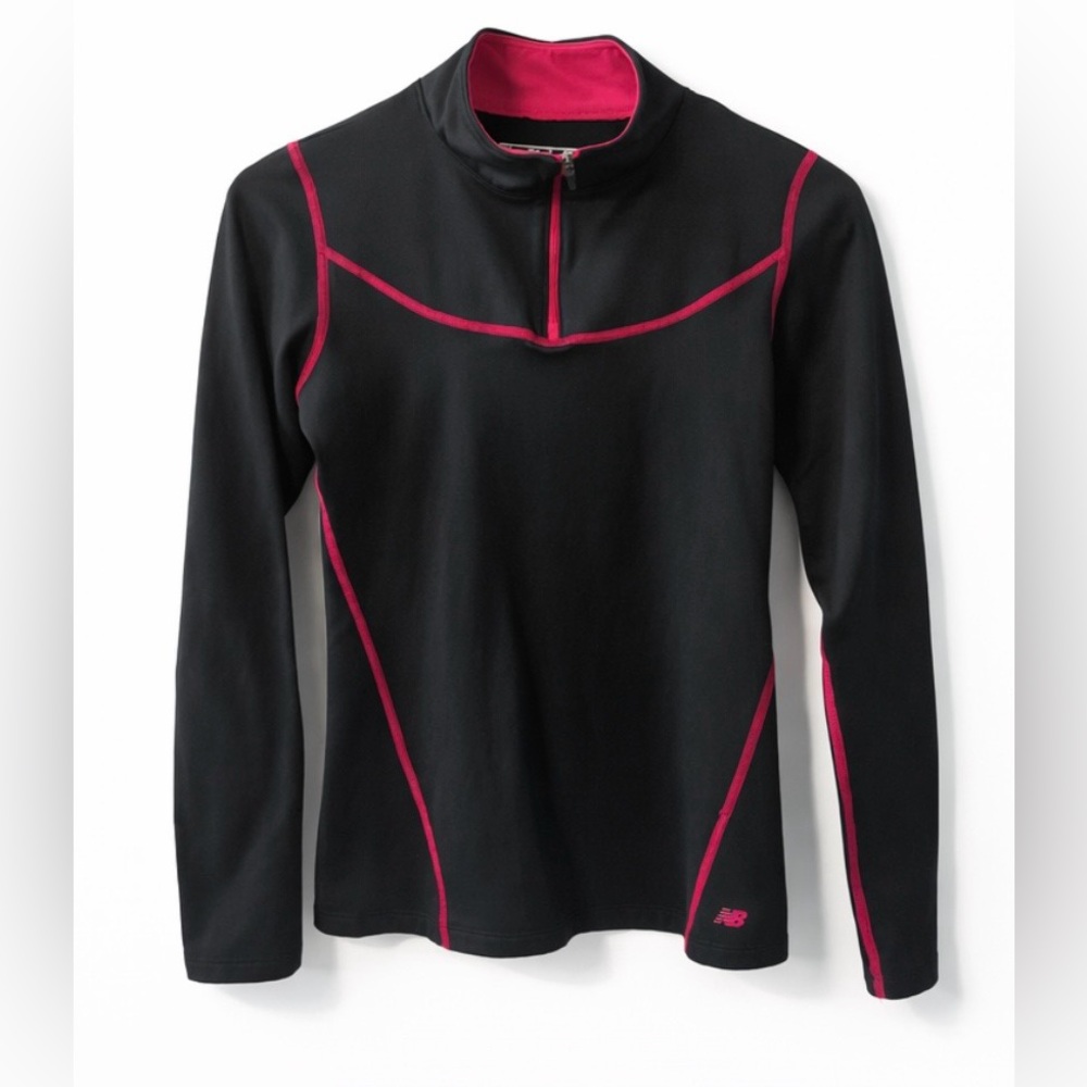 New Balance Black & Pink Quarter Zip Athletic Pullover | SMALL